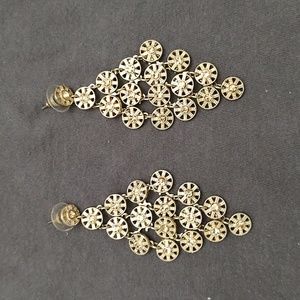 Gold Tone Citrine(?) Chandelier Earrings